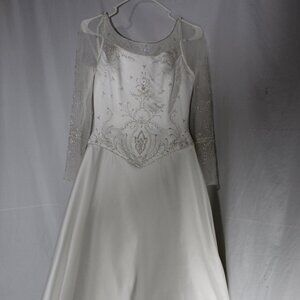 Allure Bridals White Wedding Dress with Beaded Illusion Sleeves send me an offer